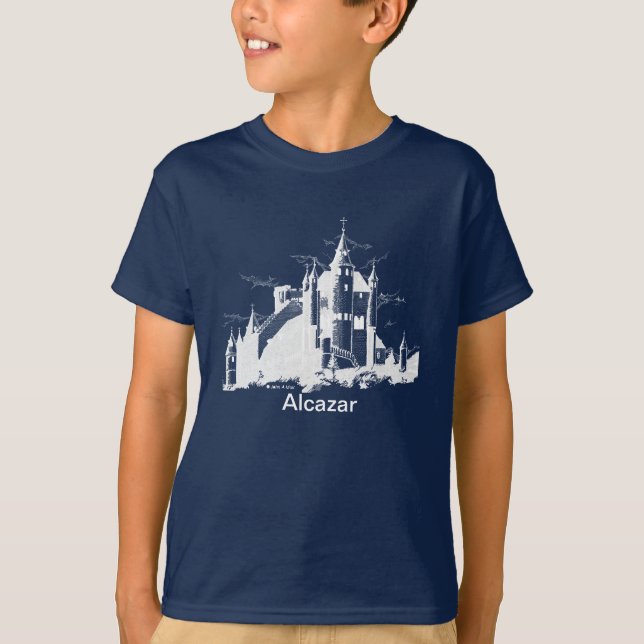 camiseta - Alcázar (blanco sobre oscuro) (Anverso)