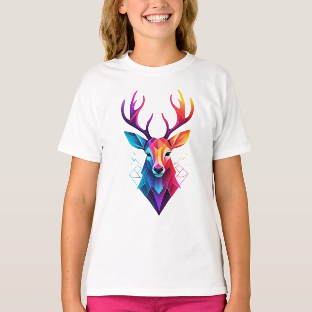 Camiseta alce, ciervo, arte colorido (Anverso)