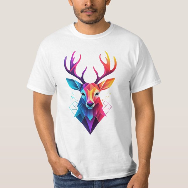 Camiseta alce, ciervo, arte colorido (Anverso)