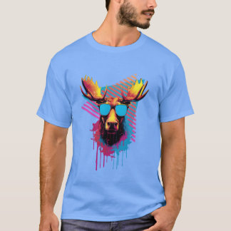 Camiseta Alce con gafas de sol amigos de los 80 90