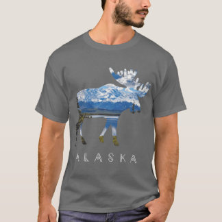 Camiseta Alce de Alaska con chica de recuerdo de montaña de