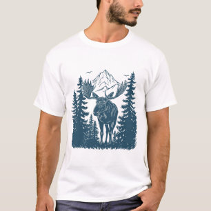 Camiseta Alce de bosque forestal invernal en el lago