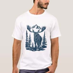 Camiseta Alce de bosque forestal invernal en el lago
