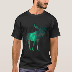 Camiseta Alce de Canadá con cielo de luces del norte nubes 