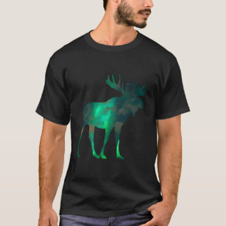 Camiseta Alce de Canadá con cielo de luces del norte nubes 