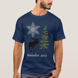 Camiseta Alce de copo de nieve de pino de vacaciones de inv
