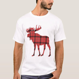 Camiseta Alce de Navidad de cuadros rojos patrón Tartán