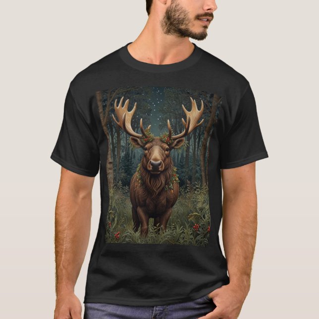 Camiseta Alce de Navidad rústico ciervo boho bosque foresta (Anverso)