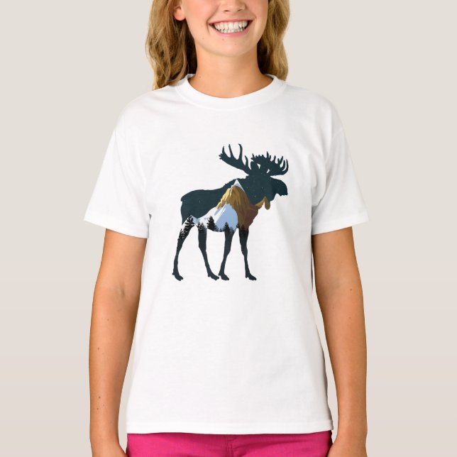 Camiseta Alce del Bosque Nocturno     (Anverso)