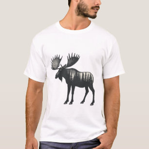 Camiseta Alce moderno y trendy del bosque invernal 