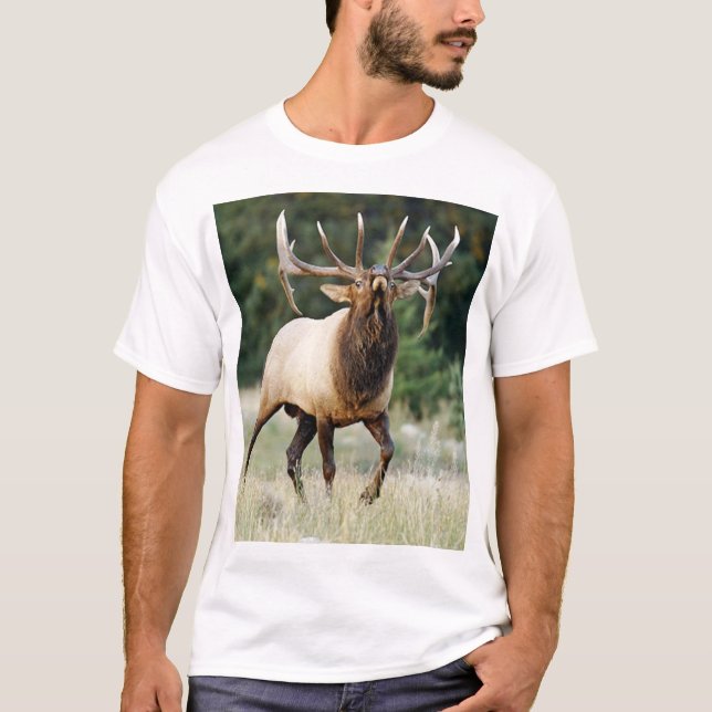 Camiseta Alces 3 de Bugleing, "llamada del salvaje " (Anverso)