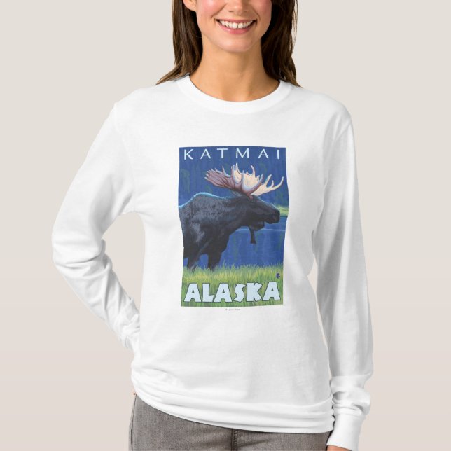 Camiseta Alces en la noche - Katmai, Alaska (Anverso)