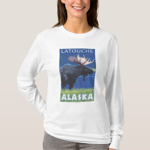 Camiseta Alces en la noche - Latouche, Alaska