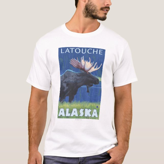 Camiseta Alces en la noche - Latouche, Alaska (Anverso)