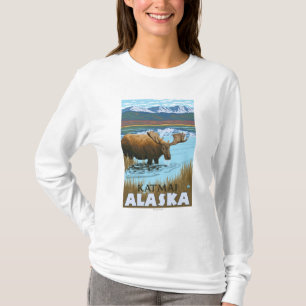 Camiseta Alces que beben en el lago - Katmai, Alaska