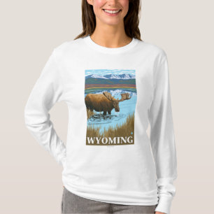 Camiseta Alces que beben en el lago - Wyoming