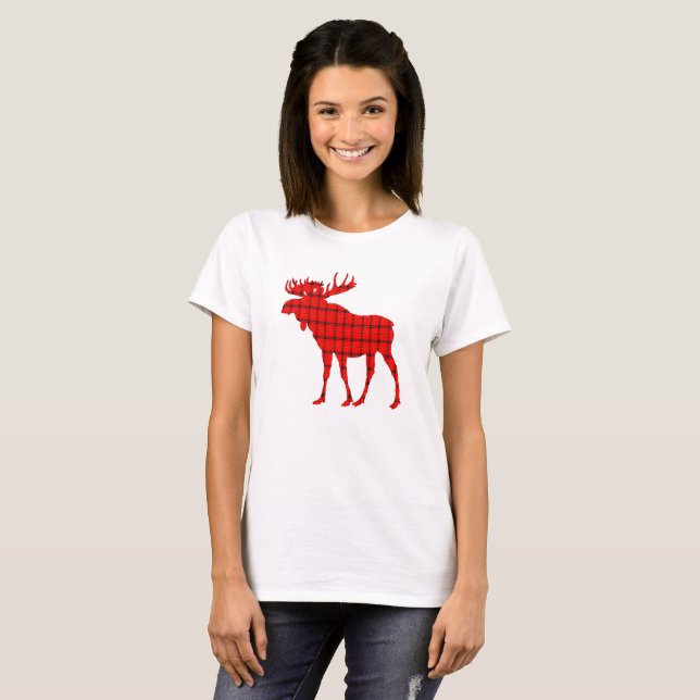 Camiseta Alces rojos de la tela escocesa (Anverso completo)