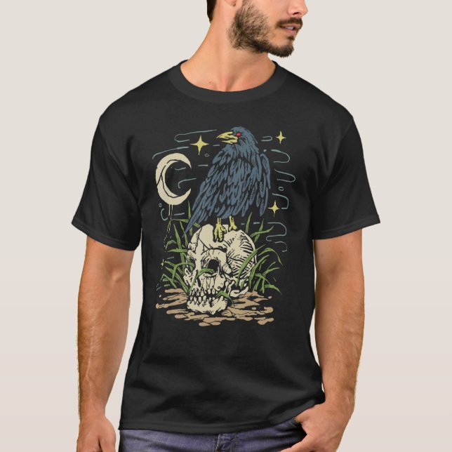 Camiseta Alchemy Raven Skull Moon (Anverso)