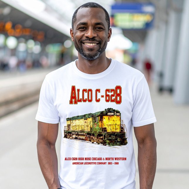 Camiseta Alco C-628 alias Alco Century 628 Locomotora Diese (Alco C-628 aka Alco Century 628 Diesel Locomotive. Mens Basic T-Shirt)