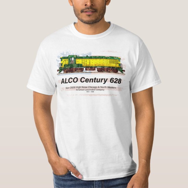 Camiseta Alco C-628 Locomotora Diesel y bandera estadounide (Anverso)