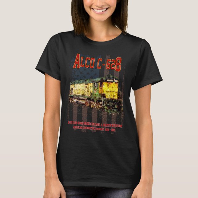 Camiseta Alco C-628 Locomotora Diesel y bandera estadounide (Anverso)