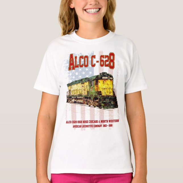 Camiseta Alco C-628 Locomotora Diesel y bandera estadounide (Anverso)