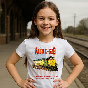 Camiseta Alco C-628 Locomotora Diesel y bandera estadounide