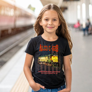 Camiseta Alco C-628 Locomotora Diesel y bandera estadounide
