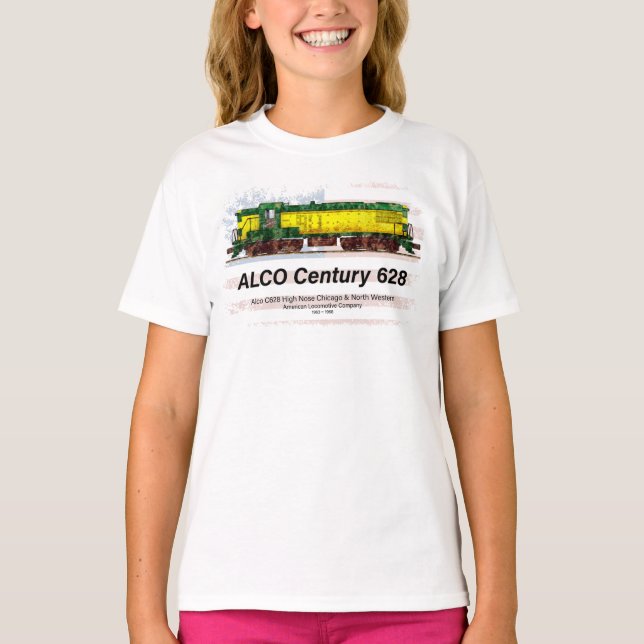 Camiseta Alco C-628 Locomotora Diesel y bandera estadounide (Anverso)