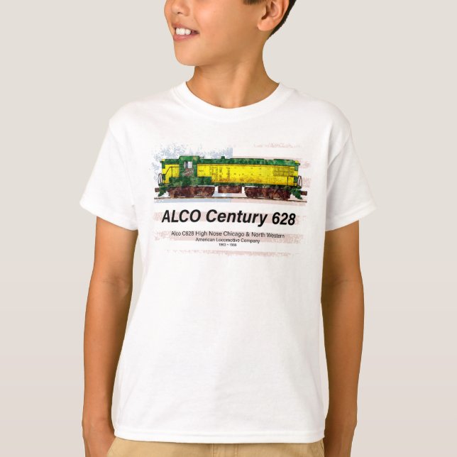 Camiseta Alco C-628 Locomotora Diesel y bandera estadounide (Anverso)