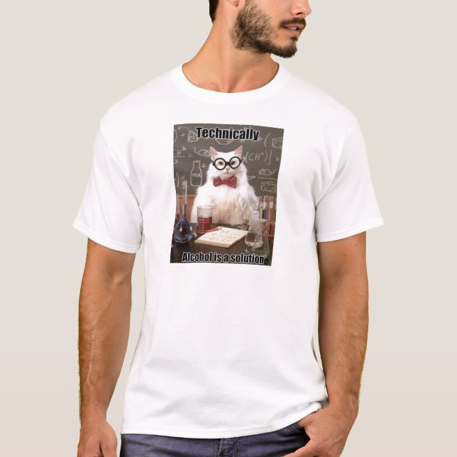 Camiseta Alcohol de Meme del gato de la química (Anverso)