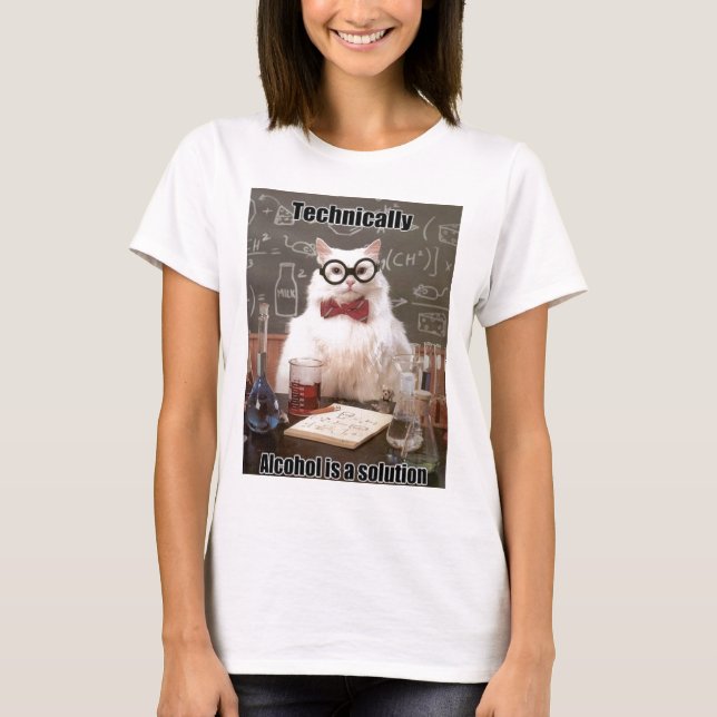Camiseta Alcohol de Meme del gato de la química (Anverso)