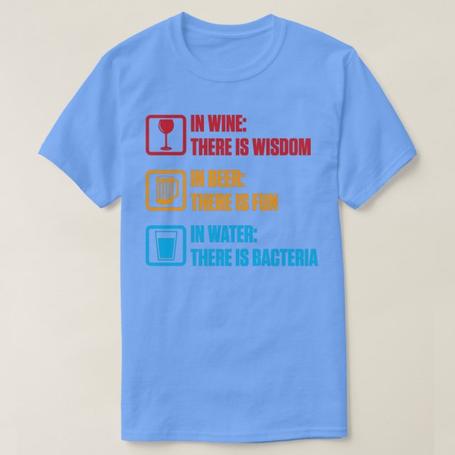 Camiseta Alcohol En Vino Cerveza Agua Regalos Divertidos Ho (Diseño del anverso)