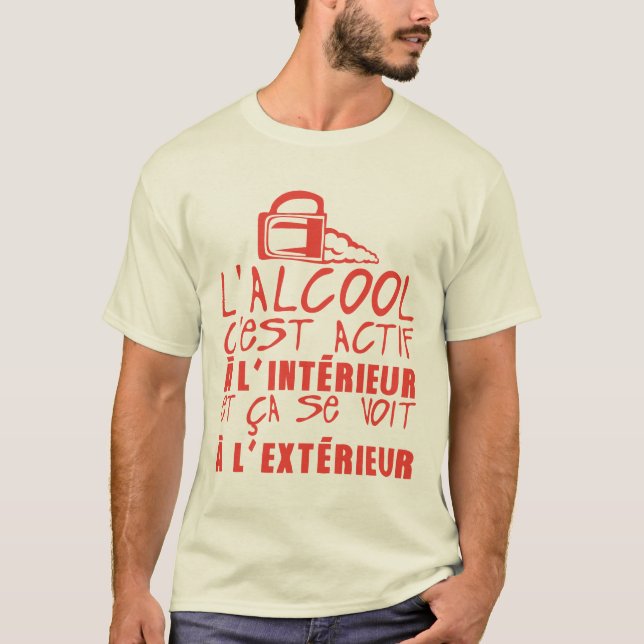 Camiseta alcool actif interieur voit exterieur citation hum (Anverso)