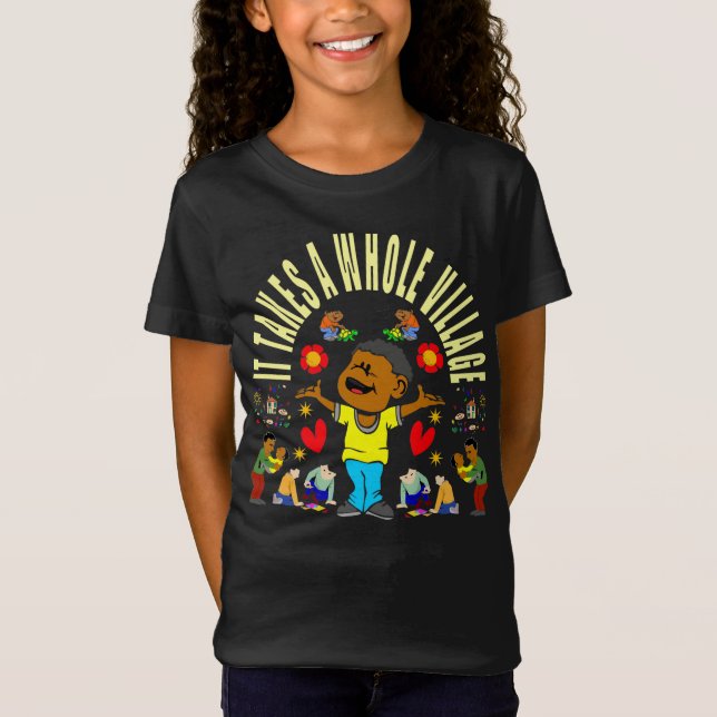 Camiseta Aldea afroamericana critica a niño negro (Anverso)
