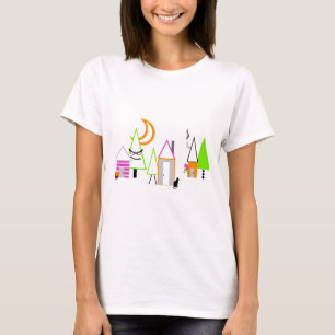 Camiseta aldea de Halloween personalizada negro naranja mor