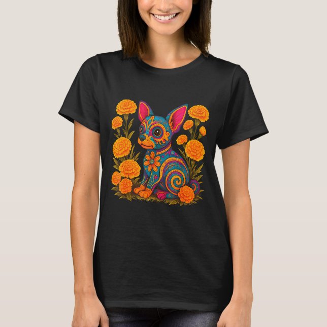 Camiseta Alebrije Dog Flower Mexican Folk Art Owner Mom Dad (Anverso)