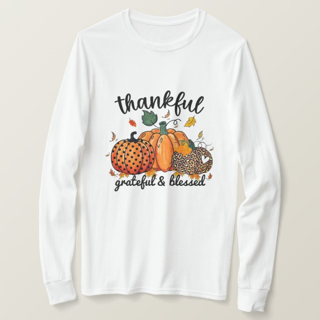 Camiseta Alegre Calabaza de otoño bendecida por el agradeci (Anverso del diseño)