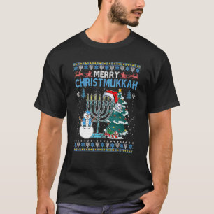 Camiseta alegre christmukkah menorah feo hanukkah chanukah