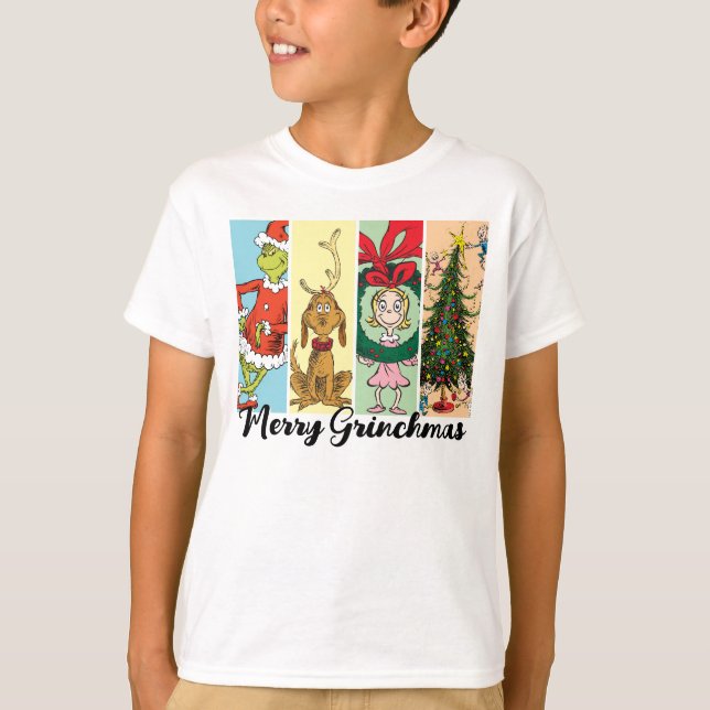 Camiseta Alegre Collage Navideño del Grinch (Anverso)