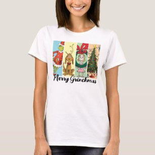 Camiseta Alegre Collage Navideño del Grinch