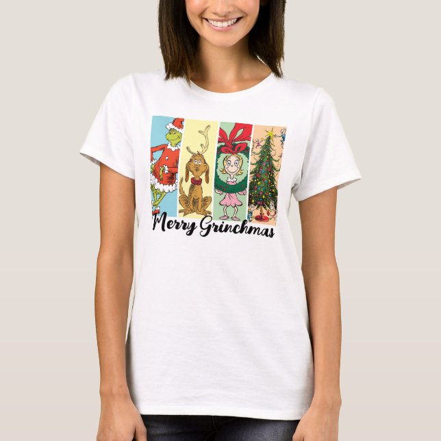 Camiseta Alegre Collage Navideño del Grinch (Anverso)