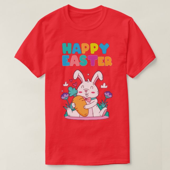 Camiseta alegre conejo de conejo de pascua cara divertido d (Diseño del anverso)