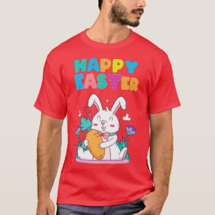 Camiseta alegre conejo de conejo de pascua cara divertido d