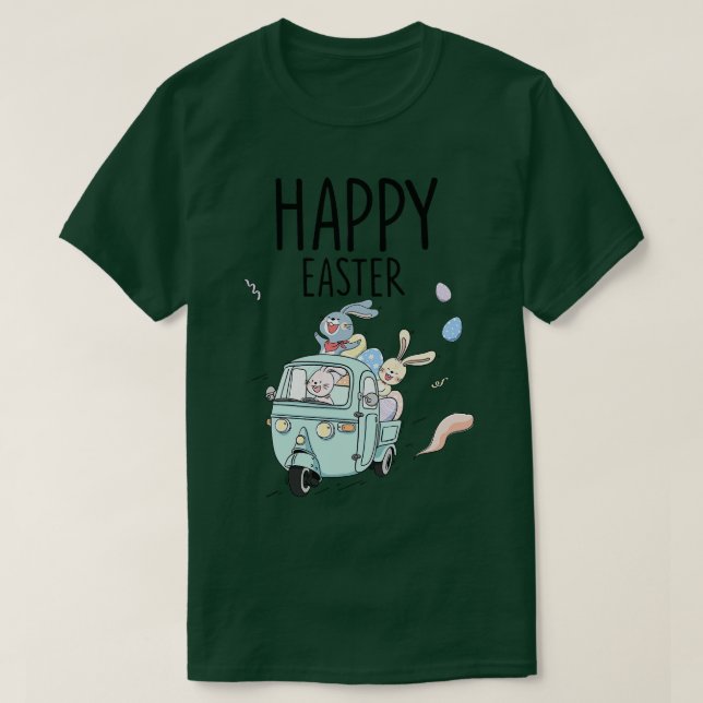 Camiseta alegre conejo de conejo de pascua cara divertido d (Diseño del anverso)