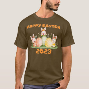 Camiseta alegre conejo de conejo de pascua cara divertido d