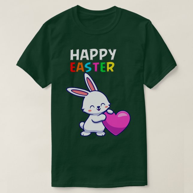 Camiseta alegre conejo de conejo de pascua cara divertido d (Diseño del anverso)