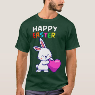 Camiseta alegre conejo de conejo de pascua cara divertido d