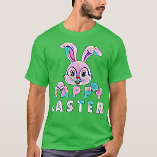 Camiseta alegre conejo de conejo de pascua cara divertido d