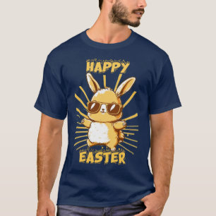 Camiseta alegre conejo de conejo de pascua cara divertido d